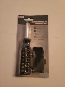 Juego de destornilladores magnéticos 12 en 1 hardware de banco de herramientas brocas/enchufes mango almacenamiento - Imagen 1 de 1