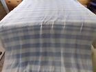 Vtg 1950s EXtra Long CAMP BLANKET BLUE Plaid Cotton Flannel 144x72 Clean Retro