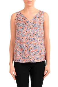 Hugo Boss Women's "Ibla" Floral Print 100% Silk Sleeveless Blouse Top - Picture 1 of 5