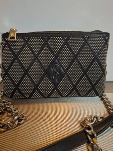 NWOT Steve Madden Leather Metal Beaded Crossbody Purse Diamond Shape Stitched 8" - Picture 1 of 15