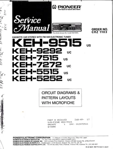 Pioneer KEH-9515, 9292, 7515, 7272, 5515, 5252 MIT MICROFICHE SERVICE MANUAL - Bild 1 von 1