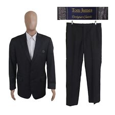 Tom James Designer Classic Two Piece Nailhead Gray Wool Slim Suit 42R 34X31 