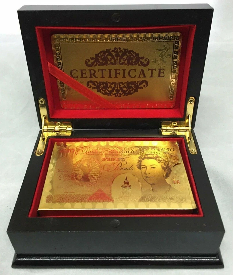 SALE2SAVE 24K UK £50 Karat 99.9% Pure Gold Plated Playing Cards Poker Game Bridge Deck BOX