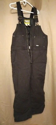 Walls overalls Mens XL Black Canvas Duck Bib Workwear Insulated Quilted Zip Leg - Image 1 of 4