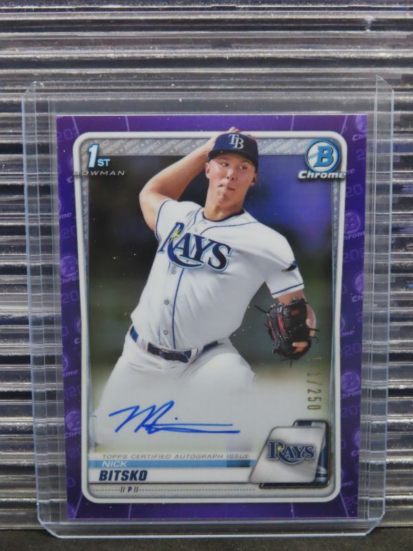 2020 Bowman Chrome Draft Nick Bitsko Prospect Purple Refractor Auto #/250 E670