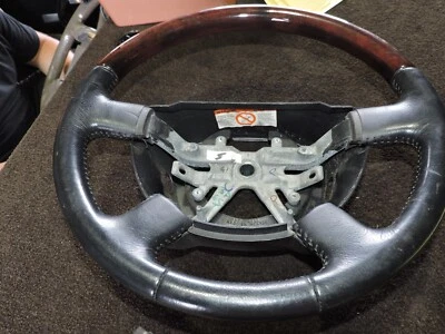 2003-06 LINCOLN AVIATOR NAVIGATOR STEERING WHEEL BLACK WOOD 30328471E - Image 1 of 2