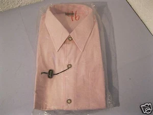 Camicia uomo 46 rosa struttura tessuto senza stiratura camicia tradizionale vintage mai indossata nuova - Foto 1 di 2