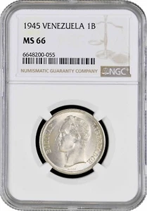 Venezuela 1 bolivar 1945, NGC MS66, "United States (1879 - 1952)" Top Pop 2/0 - Picture 1 of 2