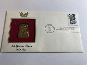 NEW 1992 Wildflowers Series Wild Flax Golden Replica Stamp - Picture 1 of 5