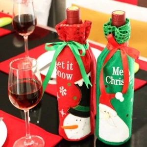 UK Stock new Xmas Fancy Home Party Wine Bottle Bag Cover table Decoration Sequin - Picture 1 of 9