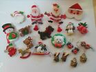 Vintage Christmas Jewelry Lot Some Signed Plastic, Resin, Wood