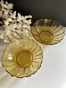 Anchor Hocking Sunflower Bowls 6.5” Set 2 Golden Harvest Country Estate 60’s - Picture 1 of 20