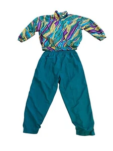 Traje de chándal vintage Kaktus tono joya verde azulado años 80 retro 2 piezas aeróbicos - Imagen 1 de 14