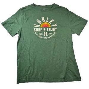 Neu ohne Etikett Hurley T-Shirt Herren grün "SURF & ENJOY" Grafik Kurzarm Gr. M - Bild 1 von 9