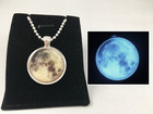 GLOW IN THE DARK FULL MOON Necklace Space Universe Galaxy Earth Charm Pendant