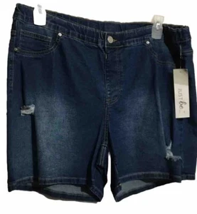 Women Just Be Denim Distressed Three Pocket Jeans Shorts - Picture 1 of 3