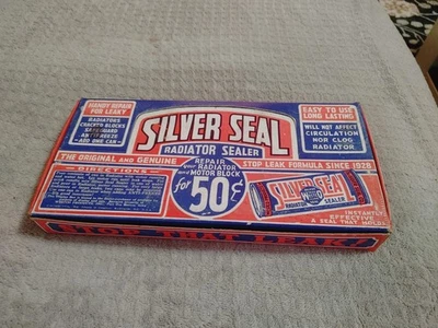 Caja de exhibición de distribuidor sellador radiador sello plata años 30/40 vintage, nueva de stock, completa Foto 1 de 4