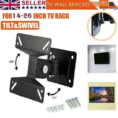 TV Wall Bracket Tilt Swivel LCD LED Plasma TV Wall Mount Fixed For 14 - 26 INCH - Image 1 of 4