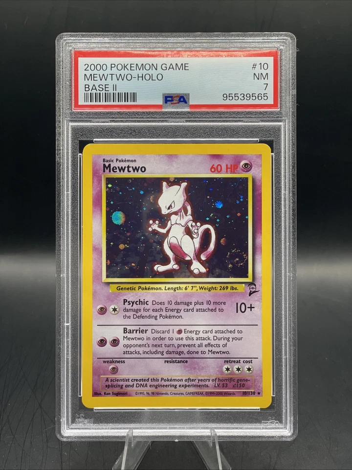 1999 Pokémon TCG Mewtwo Base Set Holo Unlimited Holo Rare Card 10/102 PSA 7 - Image 1 of 3