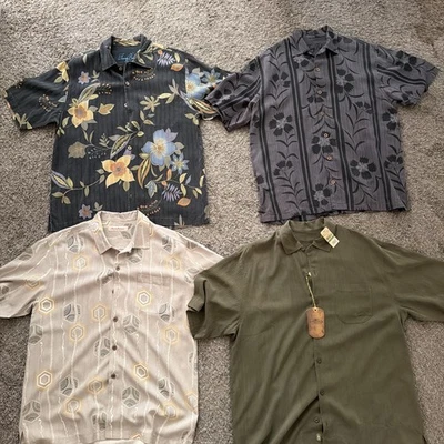 MEN’s LOT OF 4 TOMMY BAHAMA HAWAIIN BUTTON UP SHIRTS SIZE LARGE 100% SILK - Image 1 of 4