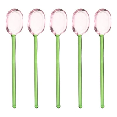 5 Pcs Glass Coffee Spoons, Coffee Stirring Spoon Green - Image 1 of 4