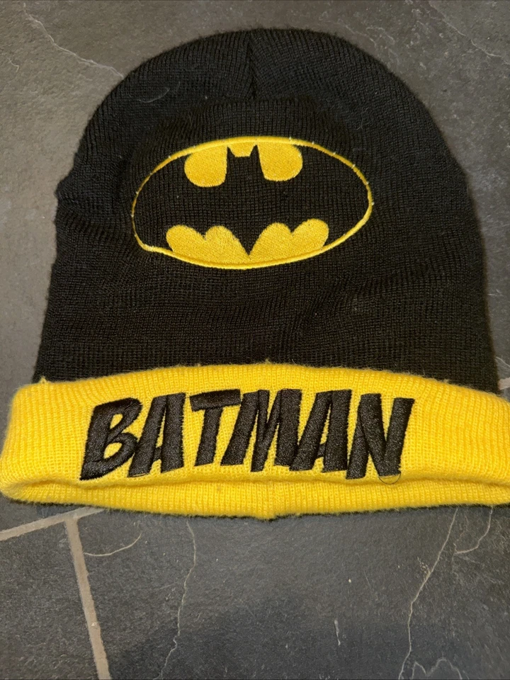Бэтмен Beanie шляпа зимняя крышка черный/желтый, один размер, DC Comic - Изображение 1 из 2