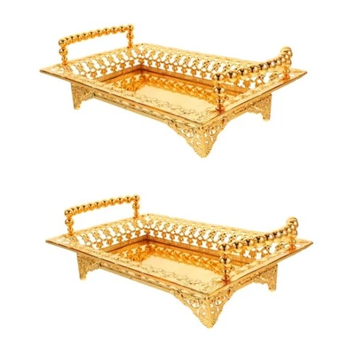 Fruit Plate 2pcs Metal Nordic Decor Decor Metal Serving Tray Snacks Storage T... - Image 1 of 4