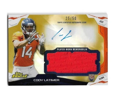 2014 Topps Finest Football Cody Latimer Rookie Gold Patch Autograph #25/50 - Image 1 of 2