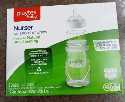 Playtex Baby Nurser  Anti-Colic Baby Bottle 3 Pack 4 oz  with 15 Drop-in Liners - Image 1 of 4