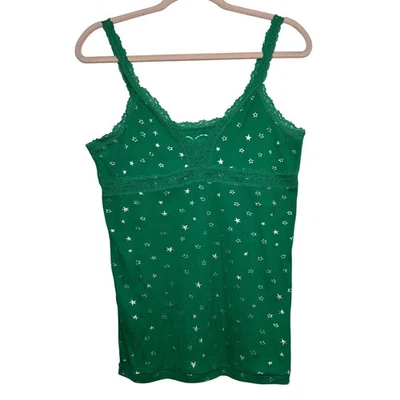 XL Y2K DE COLECCIÓN Rue 21 Verde Encaje Borde Estrella Cami Camiseta sin Mangas Coqueta Hada Grunge Escena Foto 1 de 4