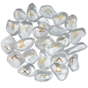 Klar Quarz Rune Kristall Steine Set Holunder Futhark Reiki Heilung Edelstein ... - Bild 1 von 3