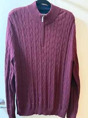 Cárdigan suéter borgoña #217 Club Room para hombre 2XL 100 % algodón con cremallera frontal Foto 1 de 4