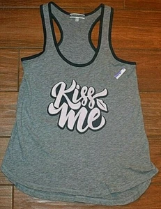 Womens PJ SALVAGE Gray On Gray Pajama Tank Top With "Kiss Me" CHOICE S OR M - Picture 1 of 3