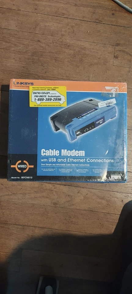 Linksys cable modem with USB and Ethernet connections BEFCMU10 42.88 Mbps NEW - Image 1 of 1
