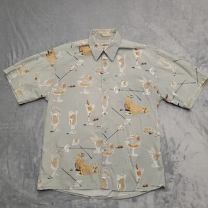 Vintage Campia Moda Shirt Mens Medium Green Cocktail Martini 100% Cotton Retro - Picture 1 of 9