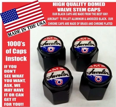AMC AMX Javelin American Motors Black Billet Valve Stem Caps -Very Nice! Unique! - Image 1 of 2