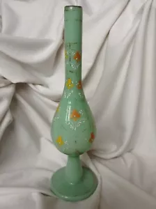 Antique Turkish Ottoman Opaline Beykoz Gulabdan Rose Water Glass Art Green Islam - Picture 1 of 12