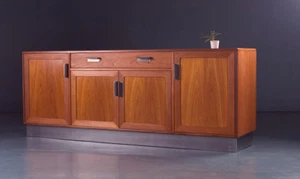 G plan Mid Century 1970s Large Teak Sideboard Cabinet Steel Industrial - Picture 1 of 8