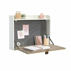 Ebern Designs Hängeschreibtisch Esperanza klappbar / weiß, braun aus Holz - Bild 1 von 11