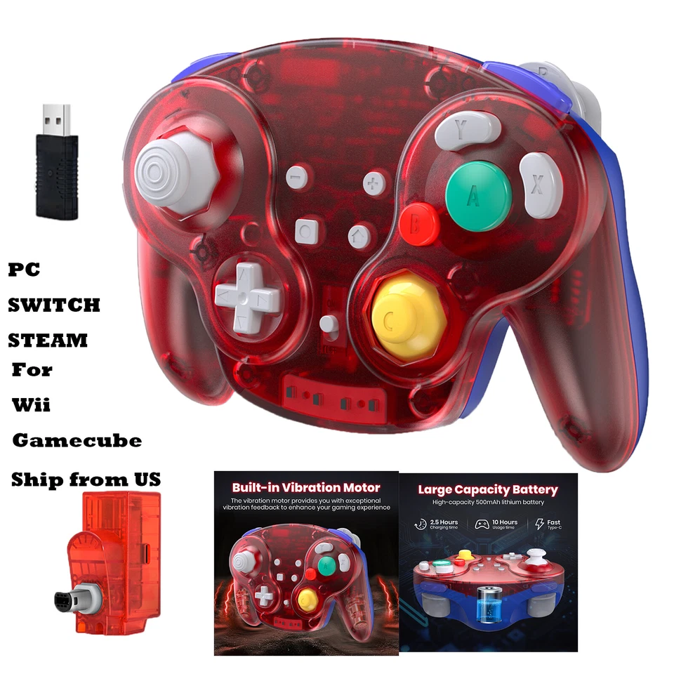 2.4G Wireless Gamecube Controller for Switch Switch 2 Gamecube Dual Vibration - Image 1 of 4