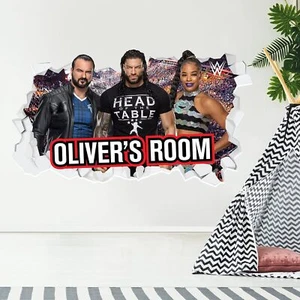 WWE Wandtattoo - Personalisiert Trio Smashed Vinyl Aufkleber Abziehbild Kinder Wandbild Kunst - Bild 1 von 5