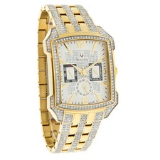 Bulova Mens Gold Tone Crystal Bracelet Dress Quartz Watch 98C109