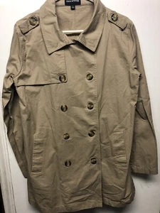 Nice Zenana Outfitters Cotton Khaki Dbl Breasted Trench Coat Jacket sz L - Picture 1 of 4