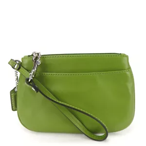USED COACH Pouch leather green Accessory pouch - Picture 1 of 15