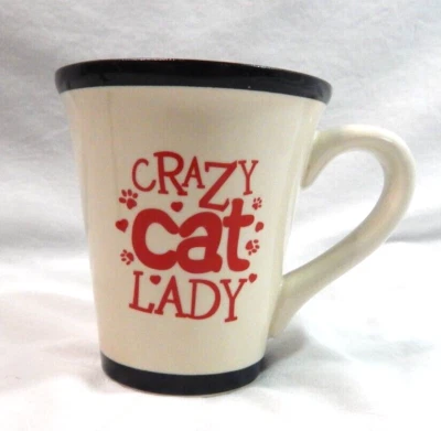 Taza de café de gres Crazy Cat Lady manchas comedor gres amante de los gatos Foto 1 de 4