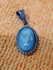 Signed Wedgwood Sterling Silver Oval Pendant With Greek Lady  Wings