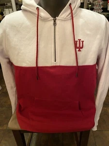 Colosseum Athletics Indiana Hoosiers White/red 1/4 Zip Hoodie Pullover L - Picture 1 of 4