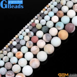Cuentas redondas mate escarcha cuarzo amazonita multicolor natural envío gratuito 15" - Imagen 1 de 54