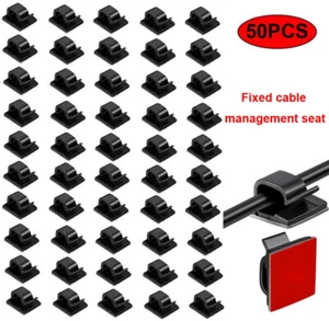 50 Self Adhesive Cable Clips Tidy Stays Wire Organiser Line Holder Wiring Clamps - Afbeelding 1 van 7