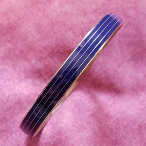 Bracciale Giapponese Smalto Blu Intarsiato Tono Oro Timbro Giappone Vintage BR2 - Foto 1 di 16